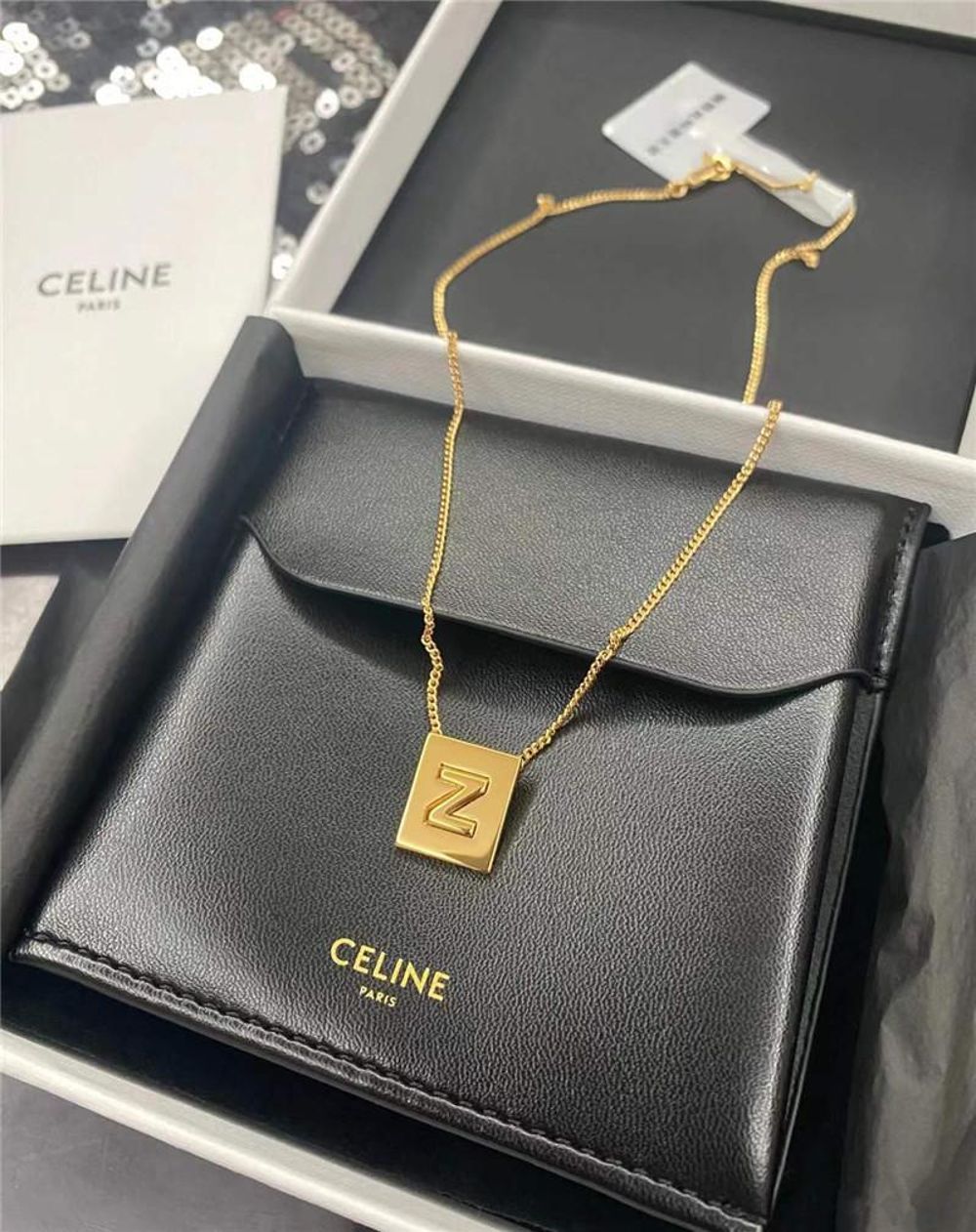 CELINE/赛琳经典ALPHABET金色饰面26个字母黄铜项链-女士项链-赛